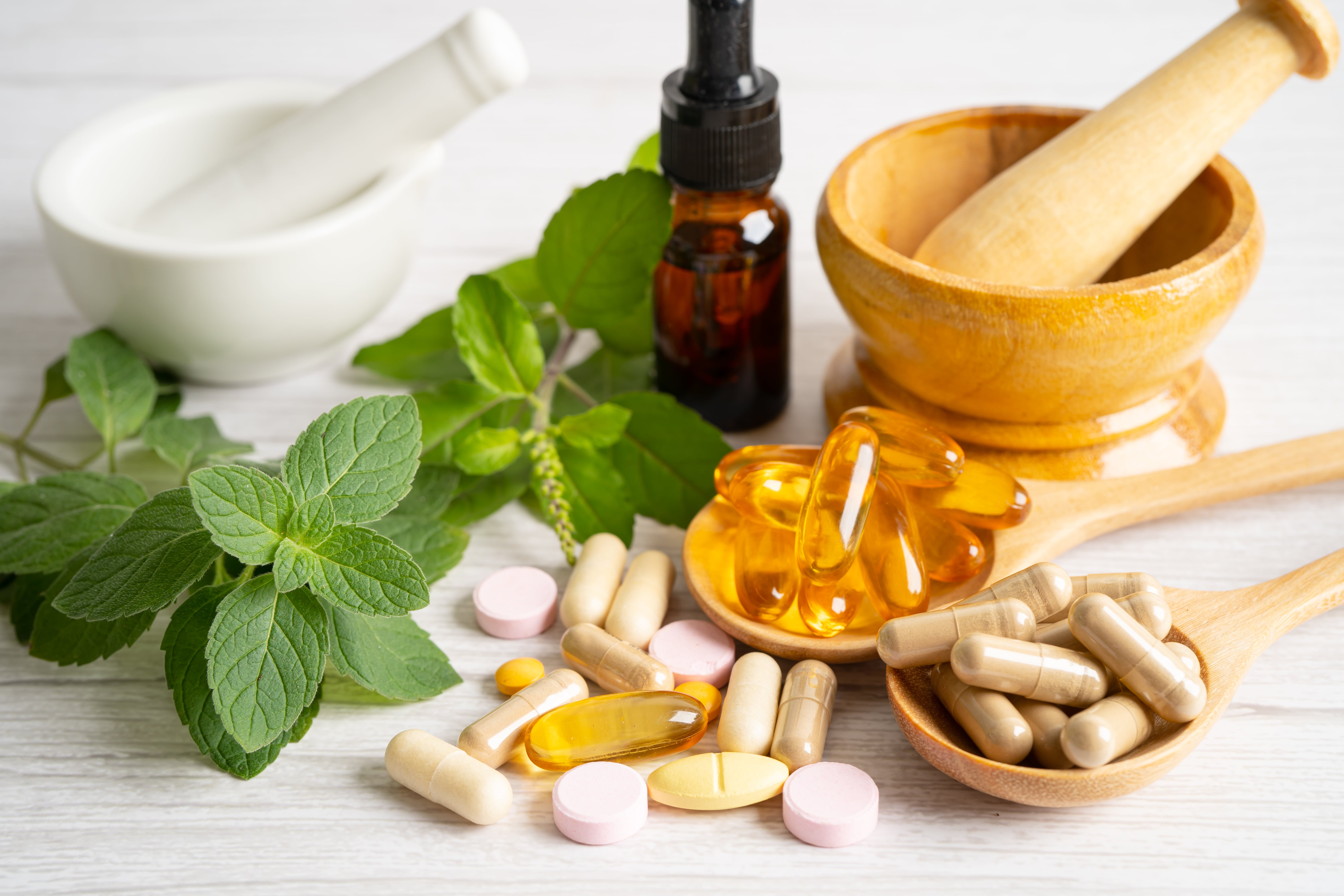 Healthy food supplements in pill and capsule format
